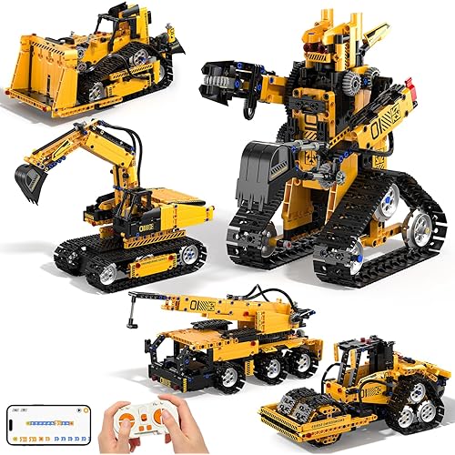 5 in 1 STEM Robot Building Kit, 535 Pcs Remote Control Excavator Science Educational Kit, Technic Coding Robotic Toys Gift for Kids 6 7 8 9 10 11 12+ Years Old Boys Girls