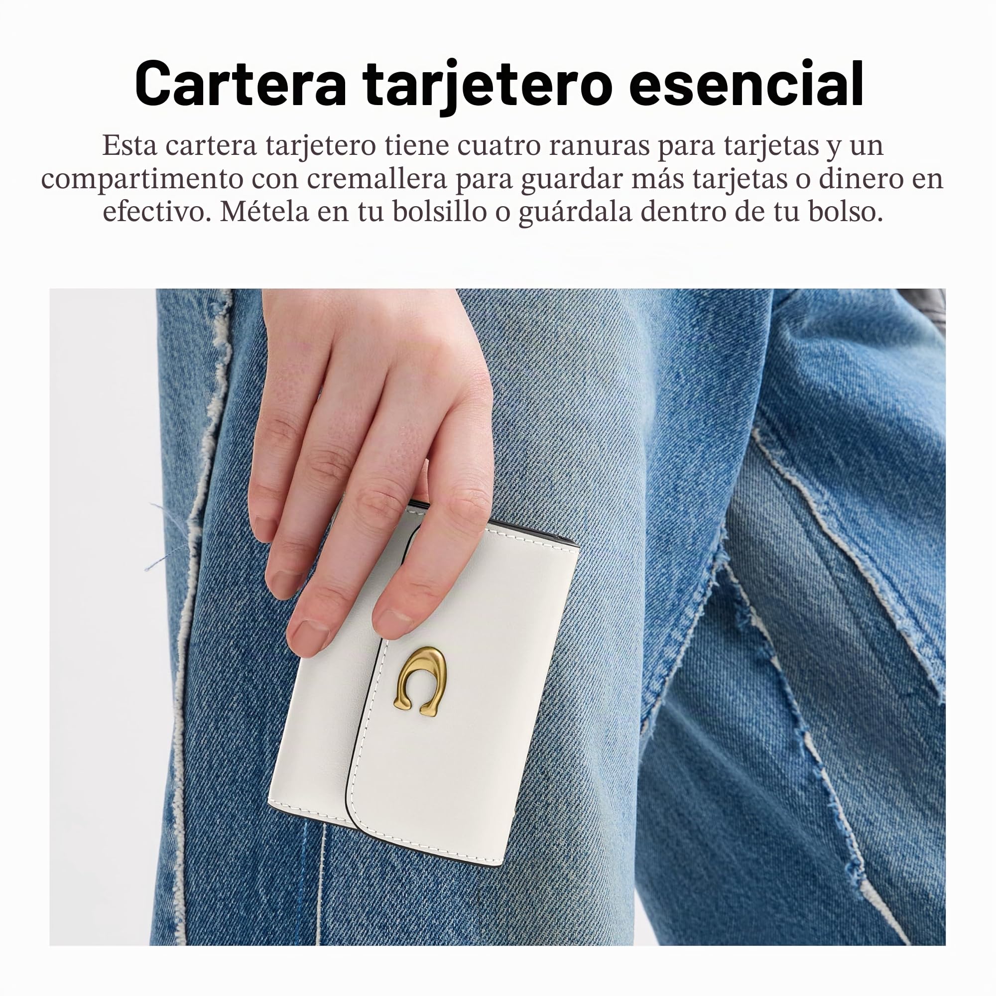 Coach Cartera Esencial con Tarjetero para Mujer, B4/Tiza, Talla única
