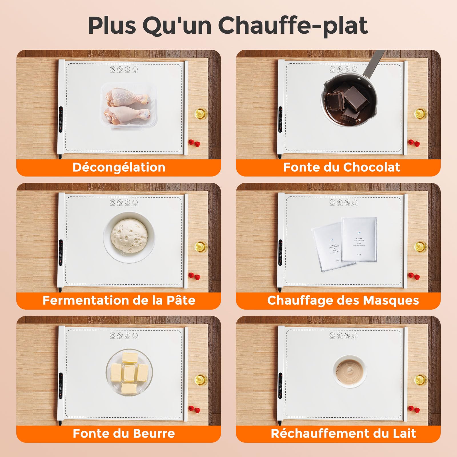GOPLUS Chauffe Plat avec Température Réglable à 3 Niveaux 60-100 ℃, 60 x 44 CM, Plaque Chauffante Electrique Portable en Silicone avec Minuteur 1-4 Heures, Panneau de Contrôle Tactile, Verrou Enfant