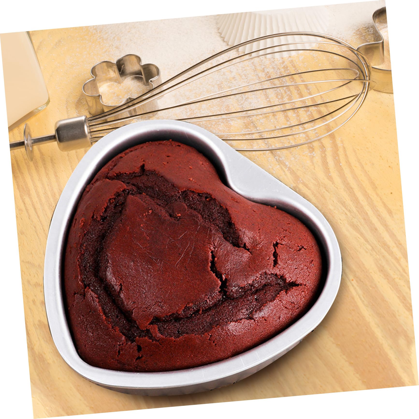 Mikikit Molde para Pastel de Bricolaje Forma de Corazón 8 Pulgadas Antiadherente Base Desmontable Superficie Lisa para Repostería en Cumpleaños y Celebraciones Familiares