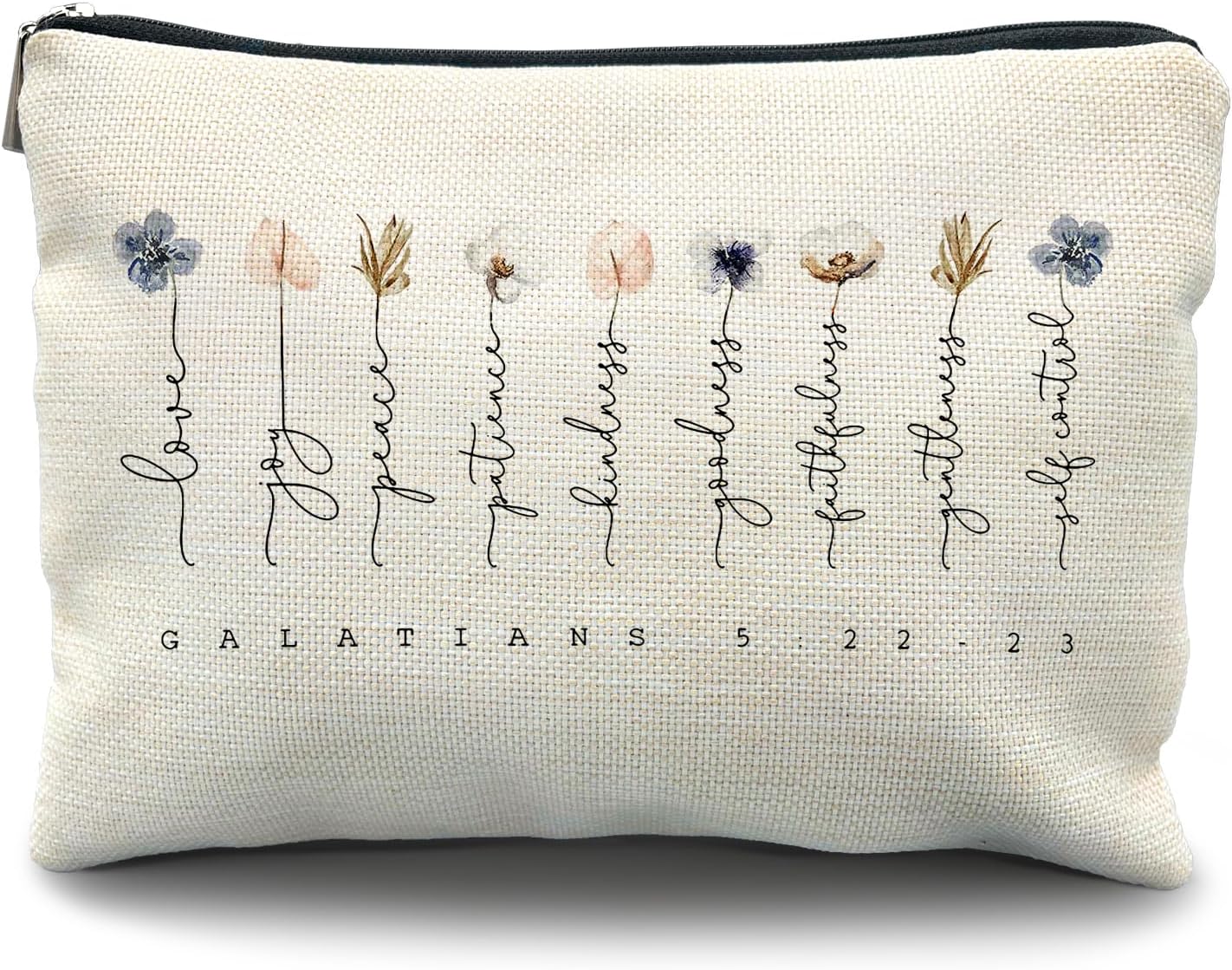 Christian Floral Makeup Bag, Christian Bible Gifts for Women Faith, Bible Verse Cosmetic Bag Pouch