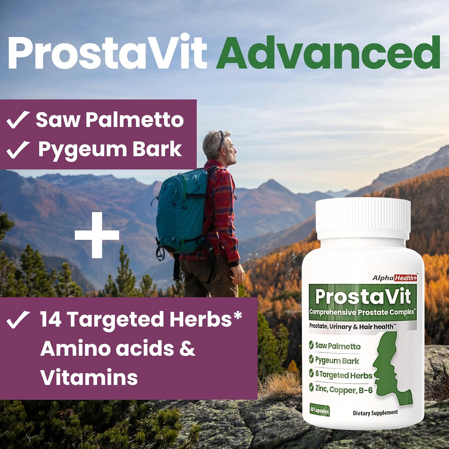 Prostavit Prostate Support Supplement for Men – Saw Palmetto 600mg, Pygeum Bark, Pumpkin Seed, Nettle & Zinc – Urinary Flow, Bladder Control, Reduce Nighttime Urination, Prostate & Hair Health 60 Caps - Image 8
