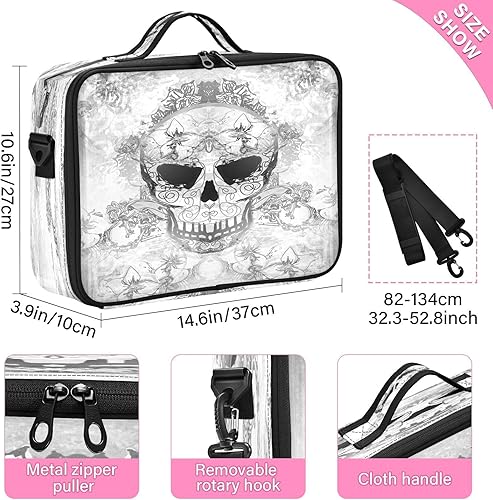 Miniatura 3 de Day Dead Skull Happy Halloween Floral Ornament cosmetic drawstring bag travel make up makeup bag zipper makeup bag with dividers neceser de viaje