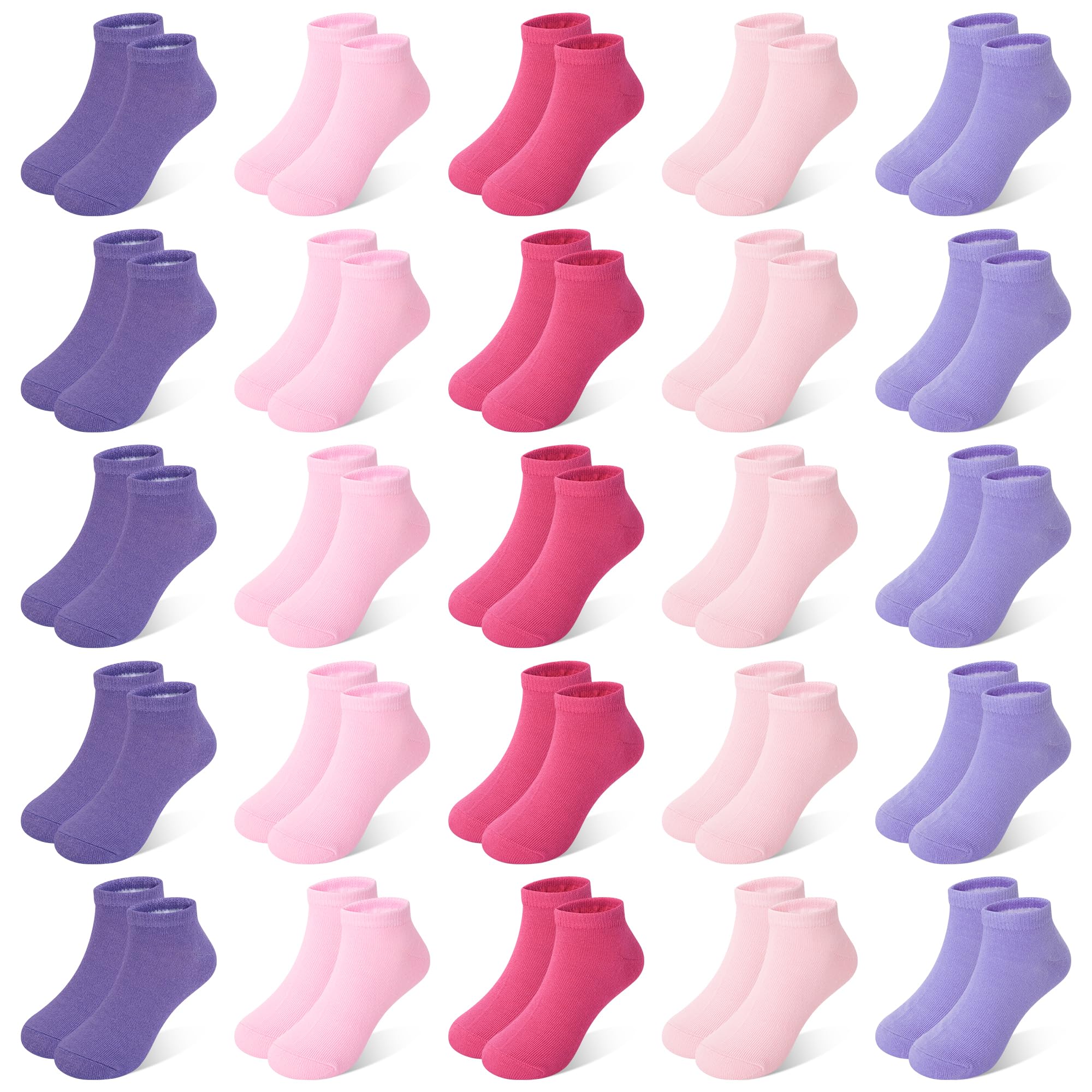 25 Pairs Girls Ankle Socks, Low Cut Toddler Kids Socks for Ages 1-14