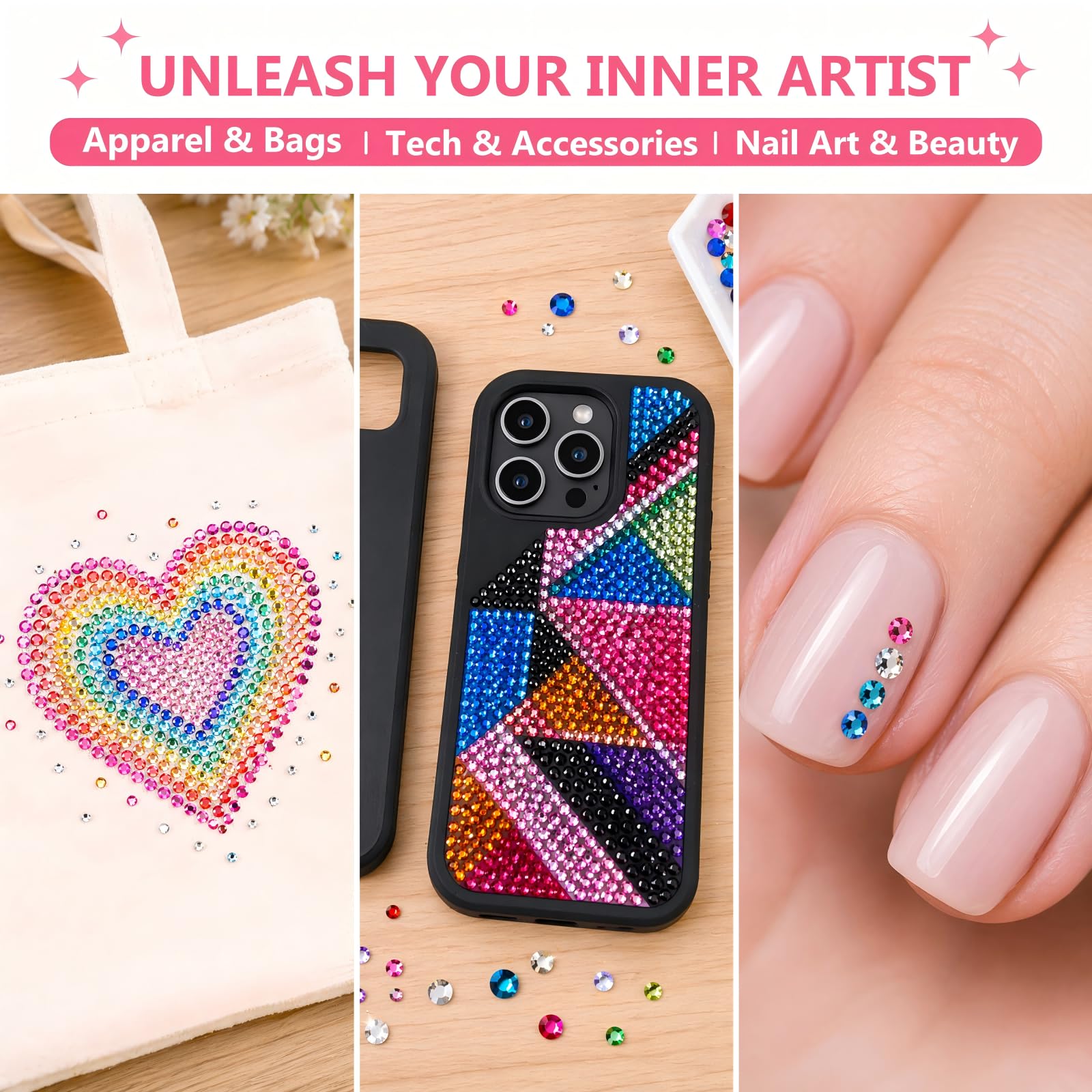 24 Couleurs 3mm Strass Ongle Nail Art, 20000+ Pcs Bedazzling Kit avec Pince à Épiler, Stylo à Pointiller, Rhinestone pour Travaux Manuels, Loisirs Créatifs, Décoration Ongles, Textiles, DIY