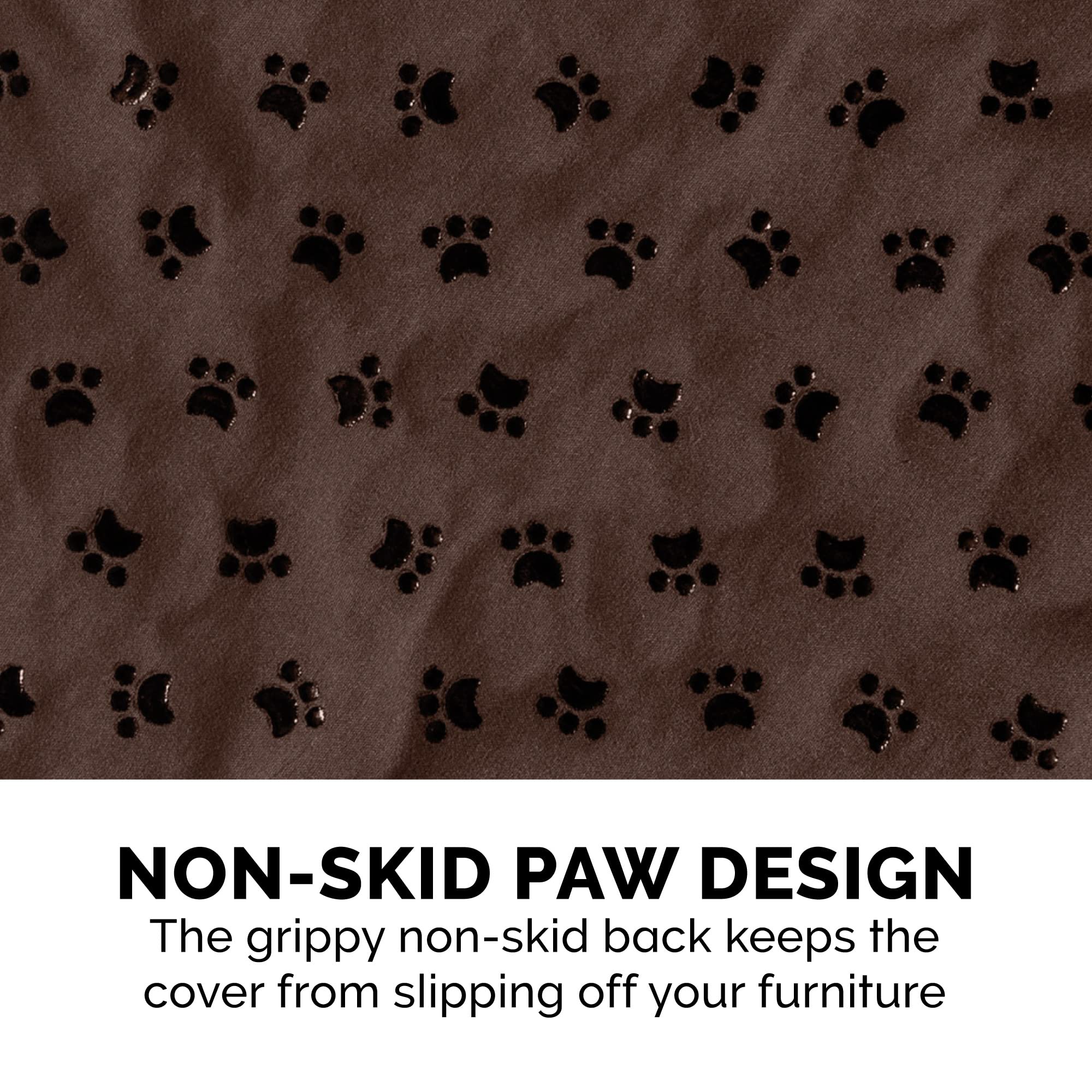 Furhaven Waterproof & Non-Slip Chair Cover Protector for Dogs, Cats, & Children - Quilted Paw Print Living Room Furniture Cover - Espresso, Chair 4