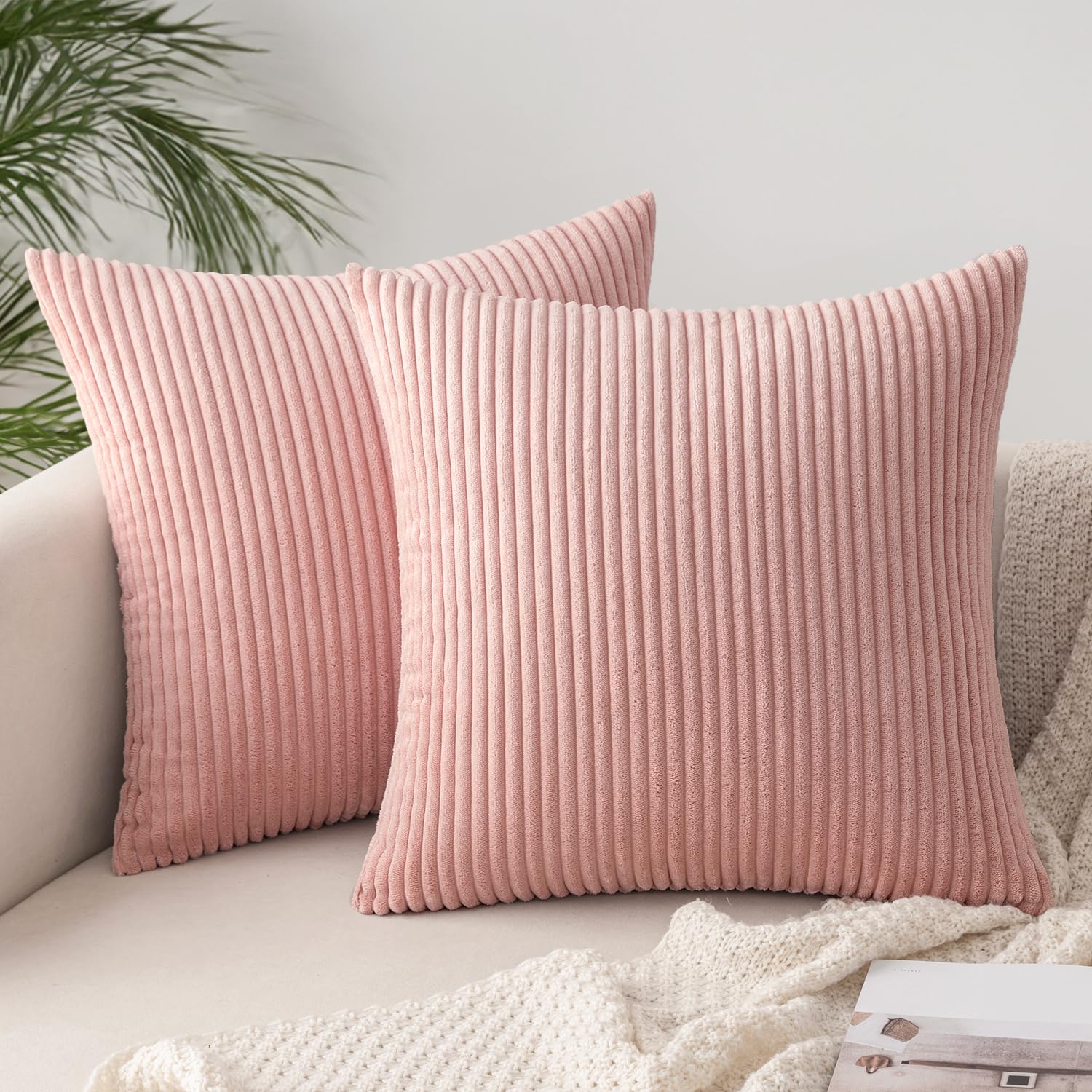 Slozzi 2er Set Kordsamt Kissenbezug Kissenbezüge Kissenhülle Sofakissen Dekokissenbezug Couchkissen Weich für Sofa Schlafzimmer Wohnzimmer Balkon