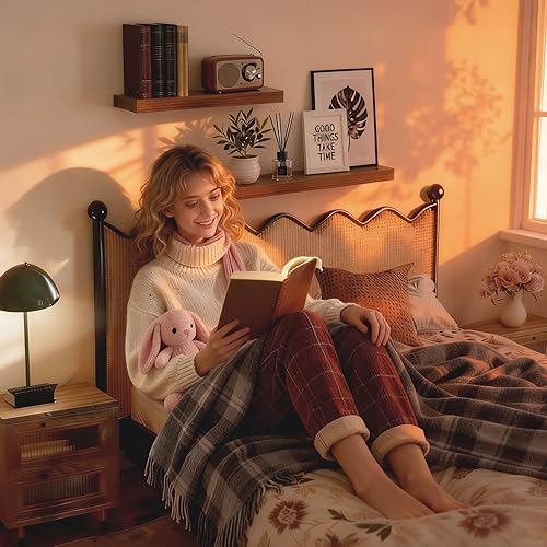 Miniatura 7 de IAE Estantes flotantes de pared de nogal de 16 pulgadas, estantes de baño montados en la pared, estante invisible, estantes flotantes de cocina,