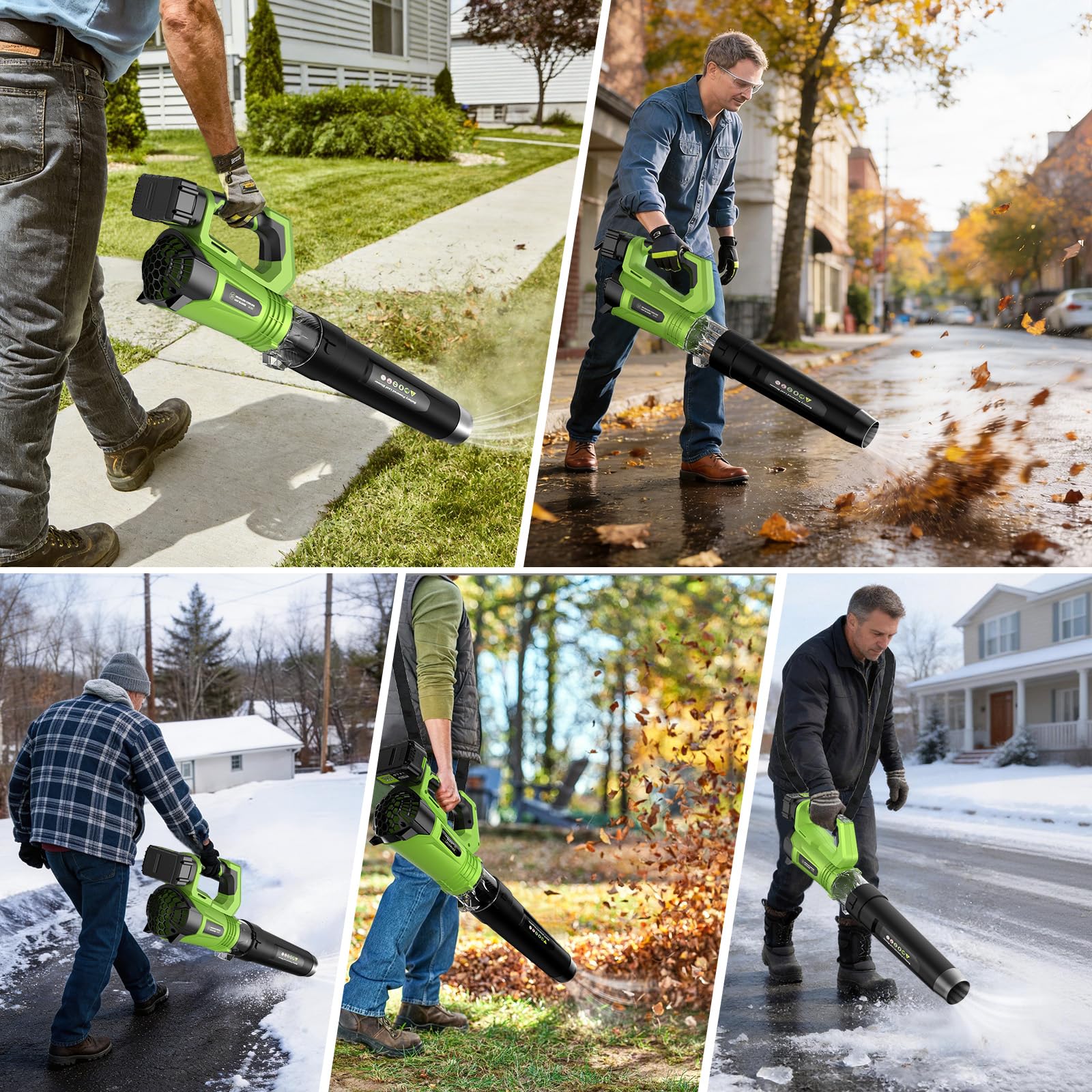 Soplador De Hojas, con Una Batería 8000 mAh, Una Velocidad Máxima del Viento 320 Km/h, 5 Velocidades De Viento Ajustables y Un Modo Turbo, Se Puede Utilizar para Limpiar Jardin, cesped, Hojas y Nieve