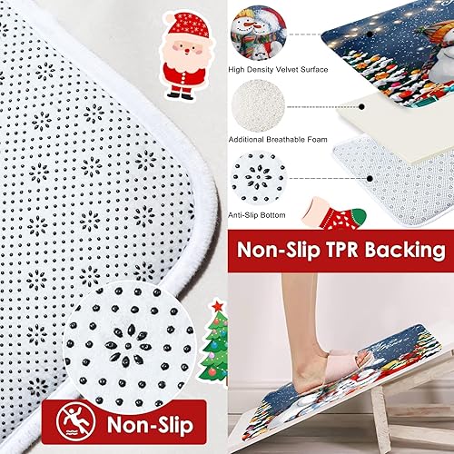 Miniatura 3 de Bonitos juegos de baño de muñeco de nieve con cortina de ducha y alfombras y accesorios, juego de cortinas de ducha de árbol de Navidad, bolas rojas