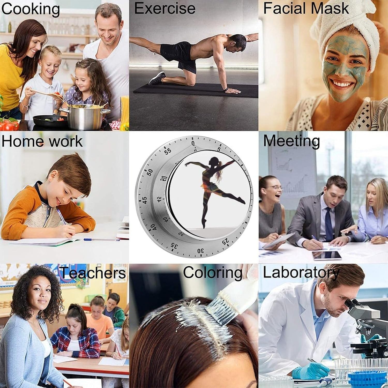 A Dancer Timer Magnetic Backing 100% Mechanical Desk Timers Wind Up 60 Minutes Manual Countdown Timers No Batteries Required Kitchen Timer for Cooking