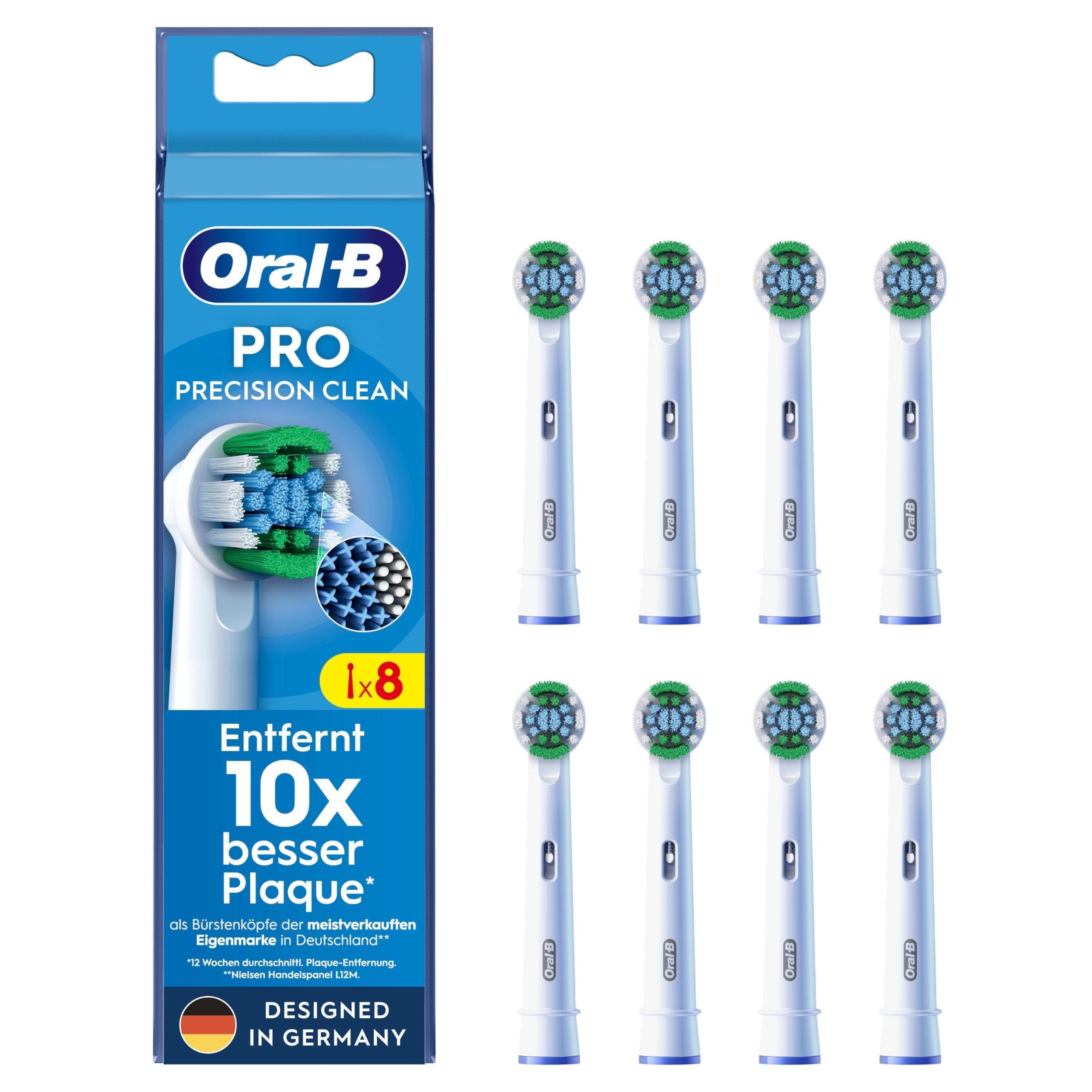 Oral-B Pro Precision Clean - Original Replacement Toothbrush Heads for Electric Toothbrush - Teeth Cleaning, Replacement Brushes with Innovative X Bristles, Toothbrush Attachment, Designed in Germany - White, Pack of 8