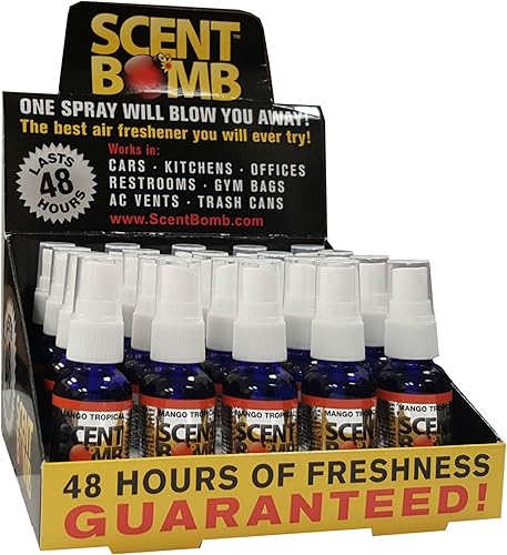 Scent Bomb Ambientador concentrado 100% de 1 onza para cochehogar en aerosol, paquete de 20 unidades (Mango Tropical)