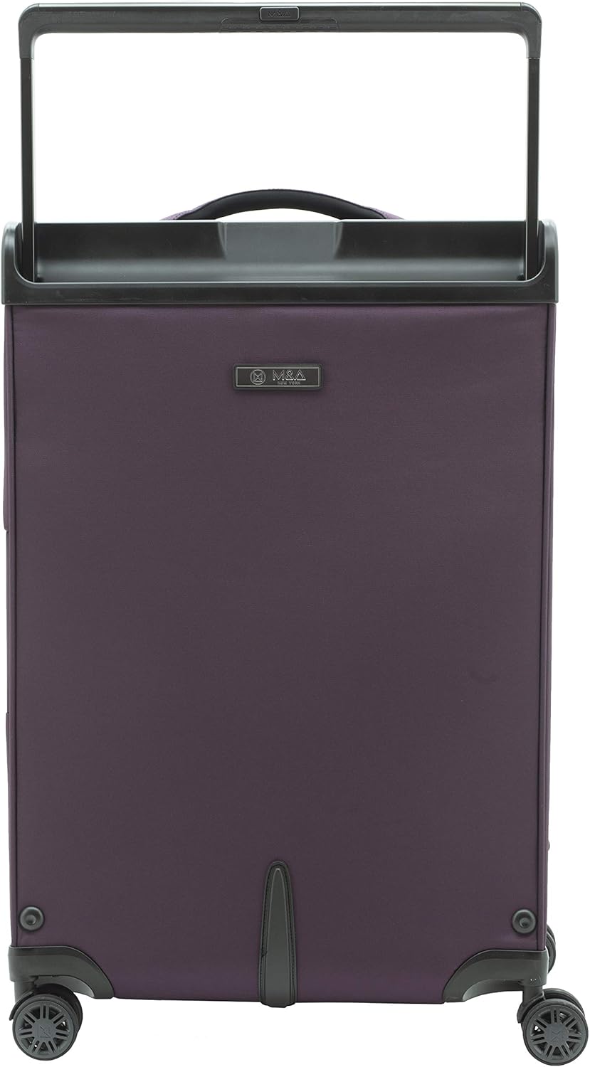 M&A Encore Wide Trolley Spinner Luggage with TSA Lock, Purple, 20-Inch Carry-On