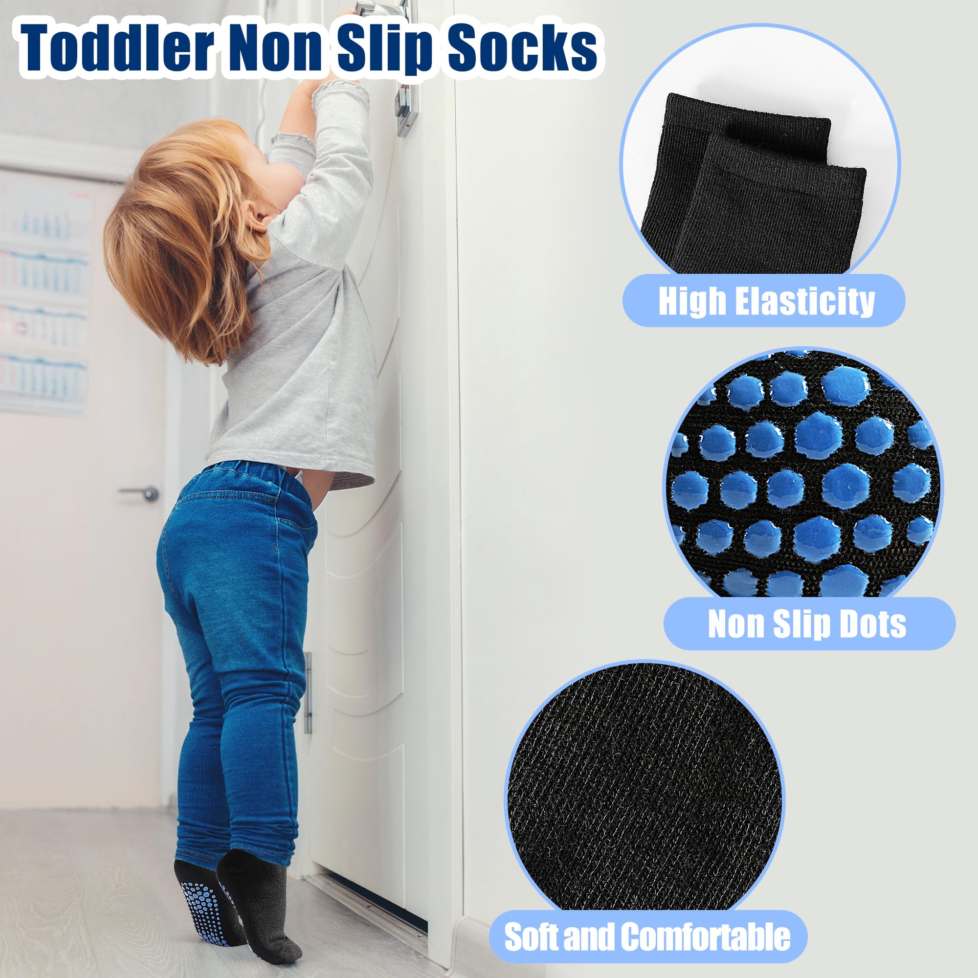 Rutschfeste Socken für Kleinkinder, mit Griffen, für Jungen und Mädchen, 12 / 24 Paar, 1-7 Jahre
