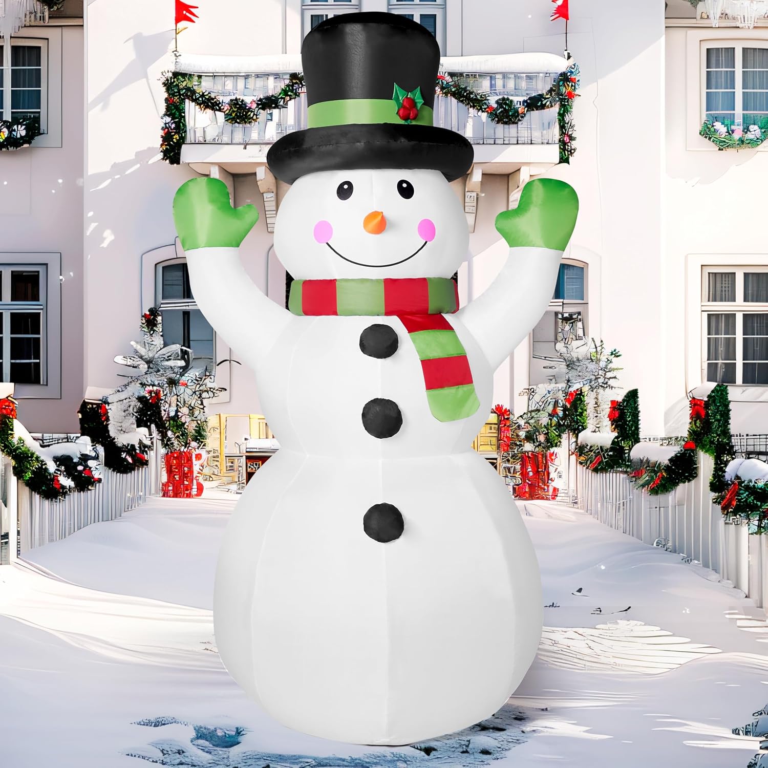 Joiedomi Christmas Inflatables Snowman Outdoor Decorations with Built-in LEDs, Xmas Blow Up Snow Man with Magic Hat for Christmas Holiday Party Outdoor Indoor Yard Garden Winter Decoration - Image 4