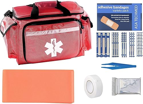 ASA Techmed EMT First Responder Trauma Bag  Bolsa de hombro vacía de lujo EMS  Bolsa de botiquín de primeros auxilios Pro con 4 compartimentos