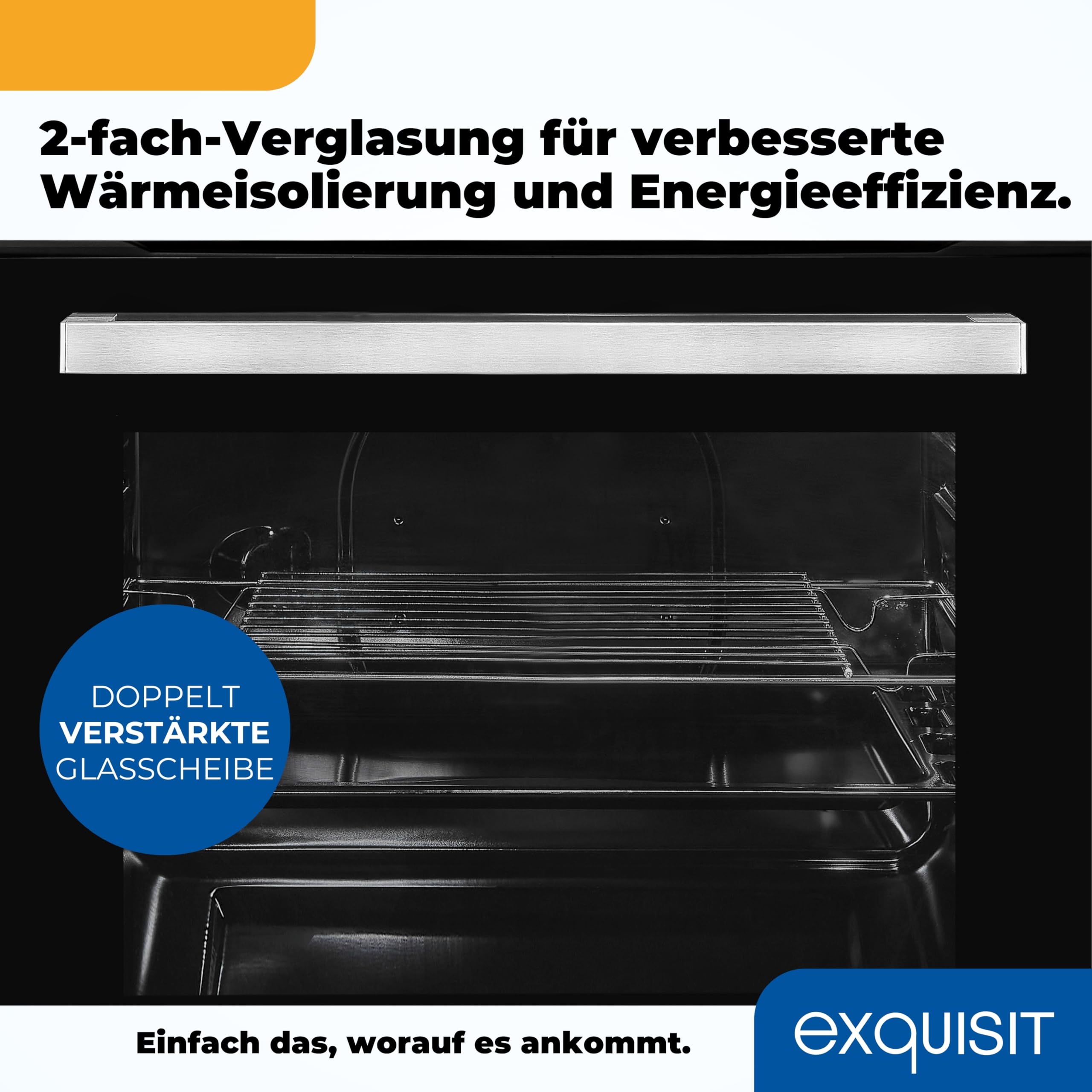 Exquisit Einbaubackofen EBE 555-1.1 62 L Garraum Silber