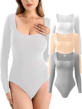 トップス Wellness Long Sleeve Bodysuit Women's Seamless Long Sleeve Bodysuit Crew Neck Basic