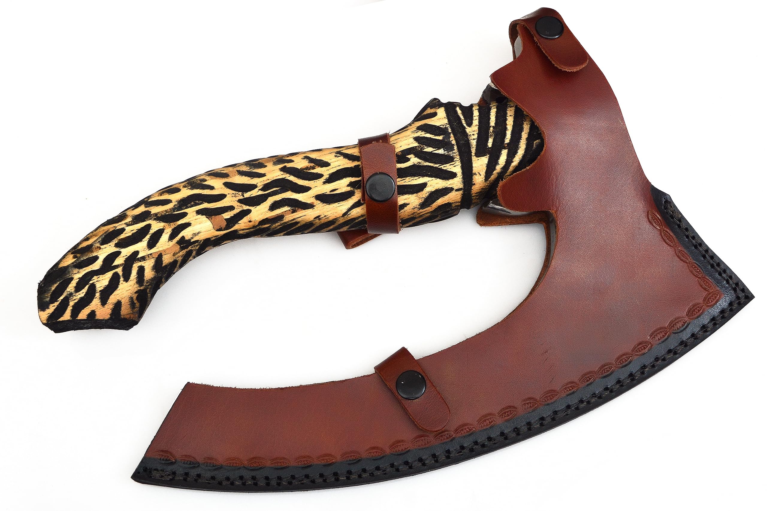 Camping Hunting/Viking Steel Multi Purpose Axe, Authentic Medieval Pizza Cutter Axe, Hand Forged Axe, Cutting/Chopping/Slicing Axe, Rocking Gift Axe with Leather Sheath, Viking Gifts