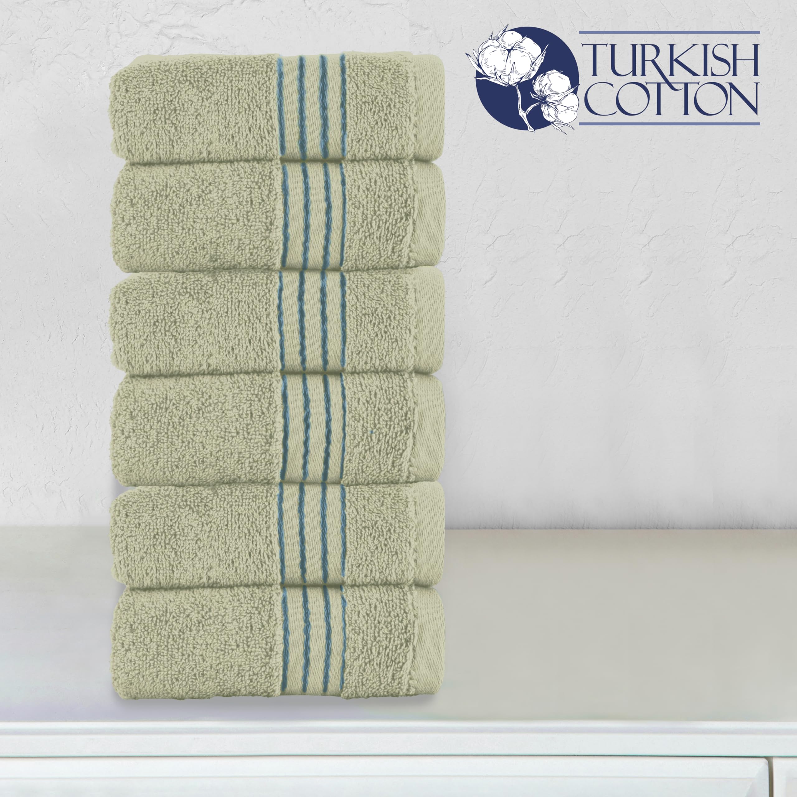 Elegant Comfort Juego de 6 Toallas pequeñas de algodón Turco, 13 x 13 Pulgadas, lujosas Toallas de baño de 100% algodón Turco de Calidad de Hotel, Altamente absorbentes, Suaves, Color