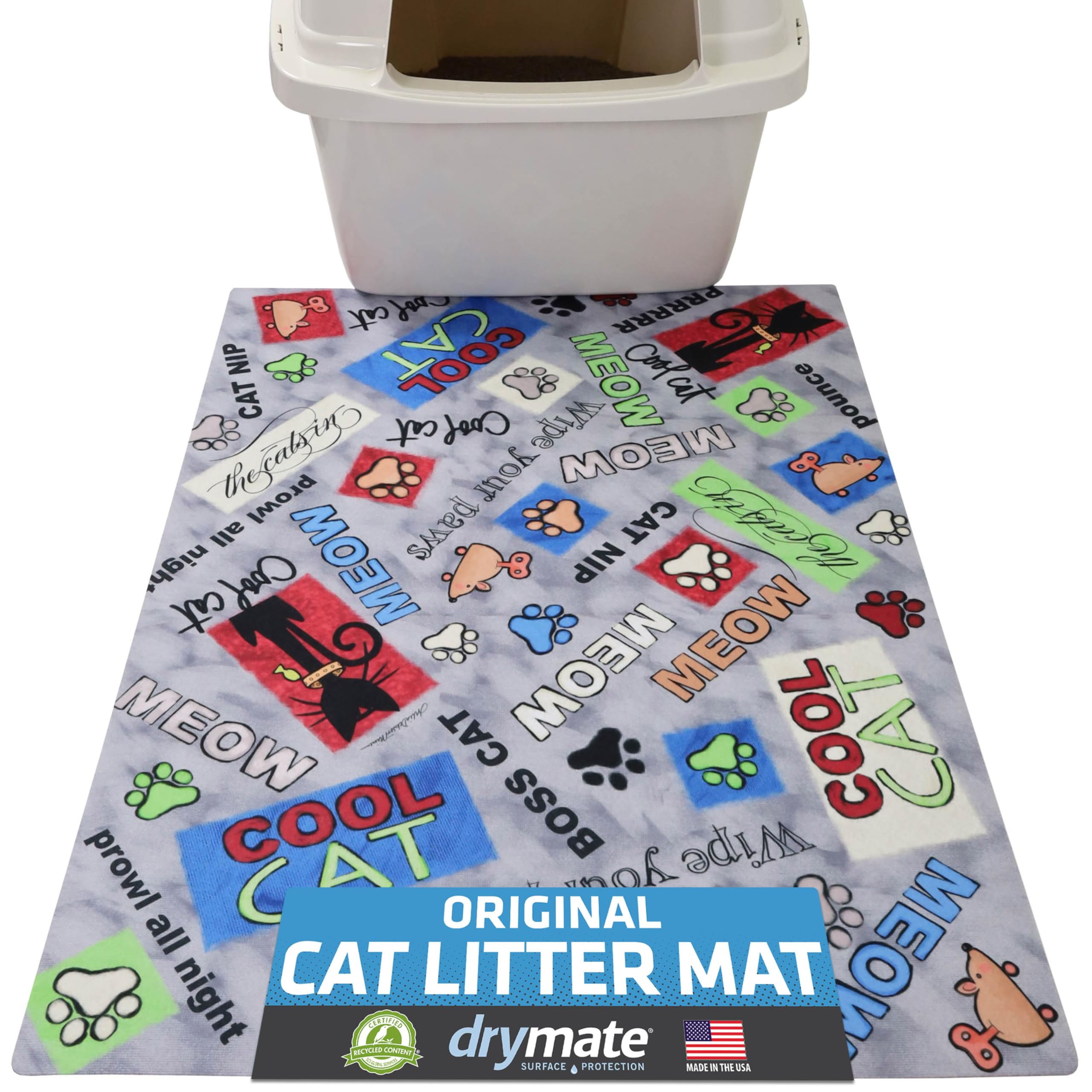 Drymate Cat Litter Box Mat, Litter Trapping Mat, Multicolor, 20x28