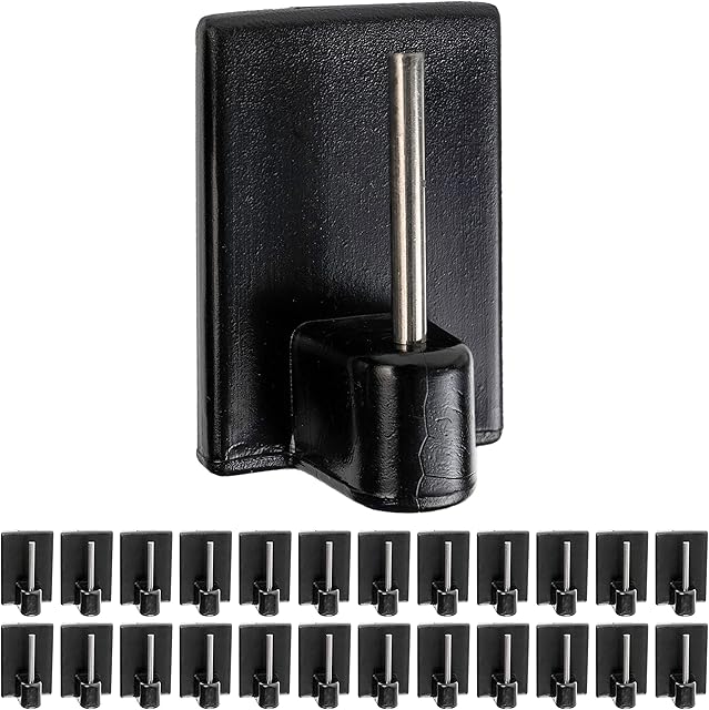 Haczyki do firanek, samoprzylepne, 24 x w kolorze czarnym, wymiary 25 x 17 mm, karnisz do zasłon, karnisz okienny, samoprzylepny karnisz
