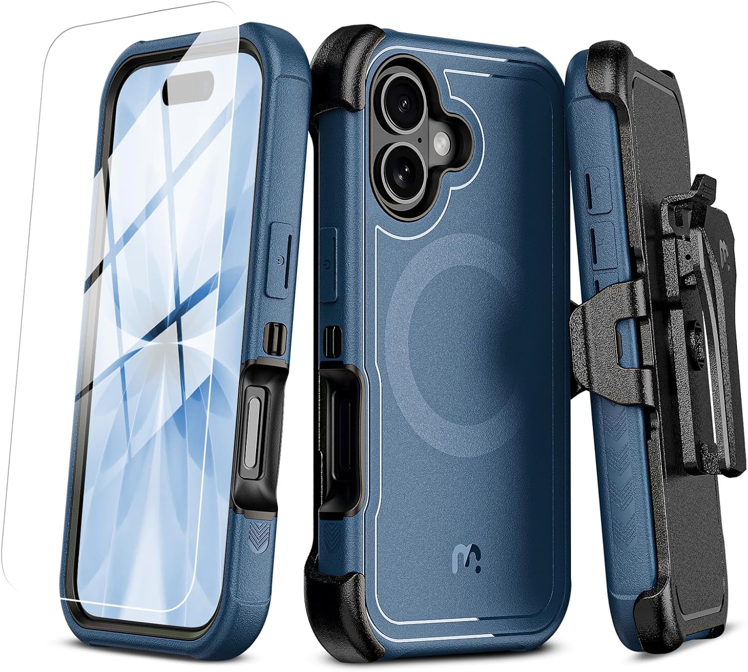 M MYBAT PRO For iPhone 17 Case with Belt Clip Holster,Maverick Series Case For iPhone 17 [Compatible with Magsafe]w/Screen Protector,Anti-Drop,Shockproof,w/360°Rotating Kickstand,Heavy Duty Protection