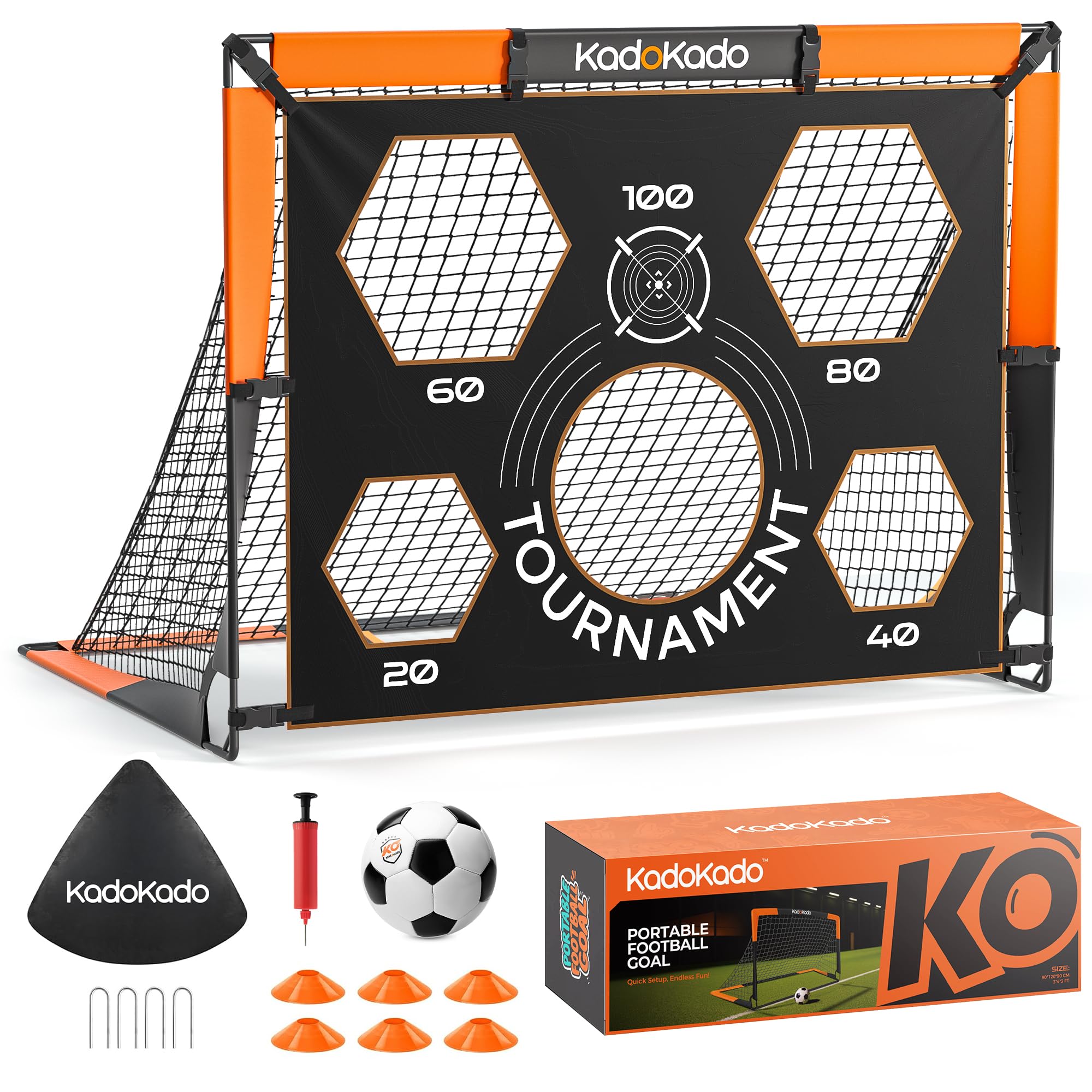 But de Football Pliable et Portable pour Enfants, Cage de Foot Exterieur 120x90x90cm avec Sac de Transport