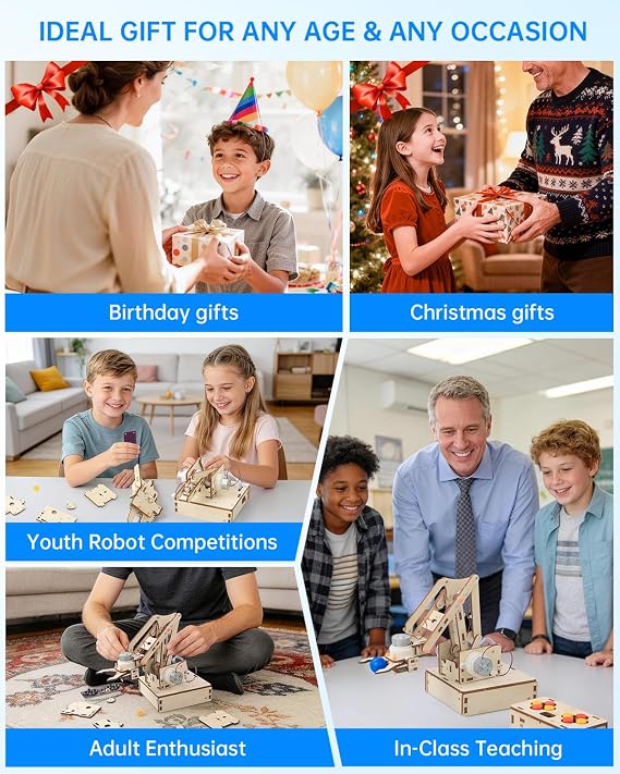 Robot Arm Kits, Robotics for Kids Ages 8-12 14-16 STEM Toys, DIY Science Experiment Engineering Building Circuits Projects, Birthday Gifts for 9 10 11 13 14 15 16+ Year Old Boys Girls Teens Adults