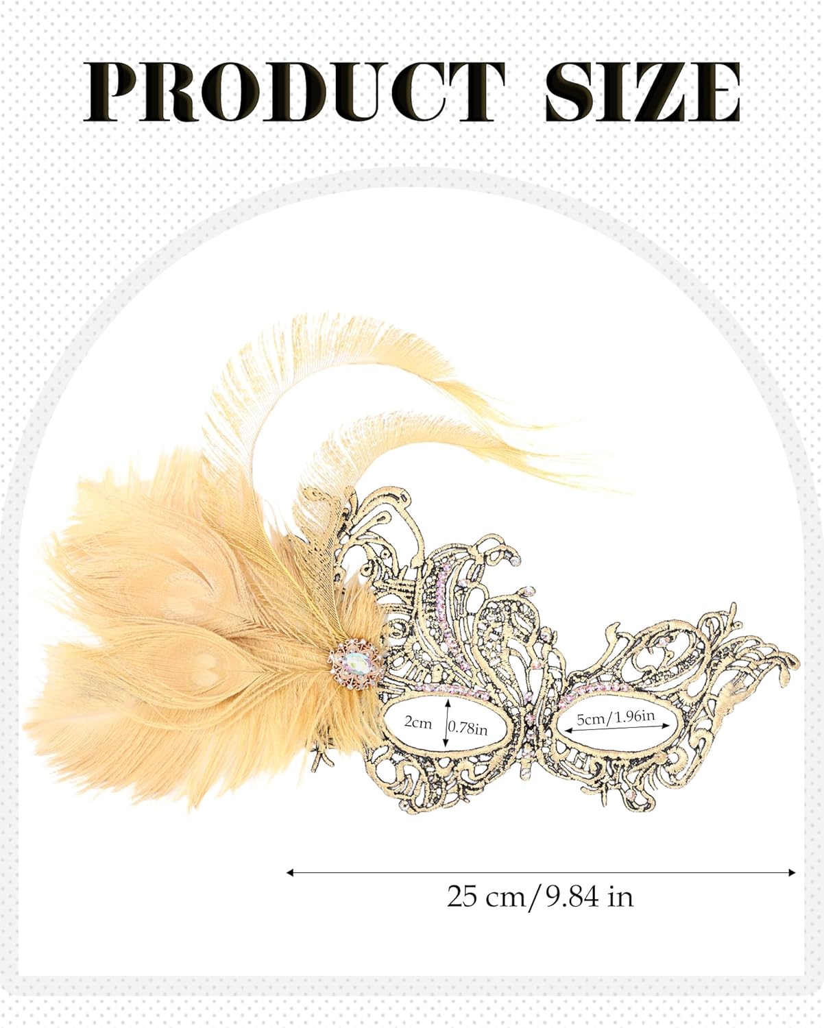 Feather Masquerade Mask for Women - Halloween Lace Eyemask with Removable Peacock Feathers, Venetian Party Masks - Image 4