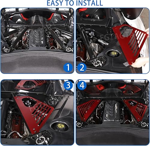 Miniatura 6 de Cubierta de panel de bahía de motor compatible con Chevrolet Corvette C8 Stingray 2020-2024, compartimento de aluminio para motor izquierdo derecho