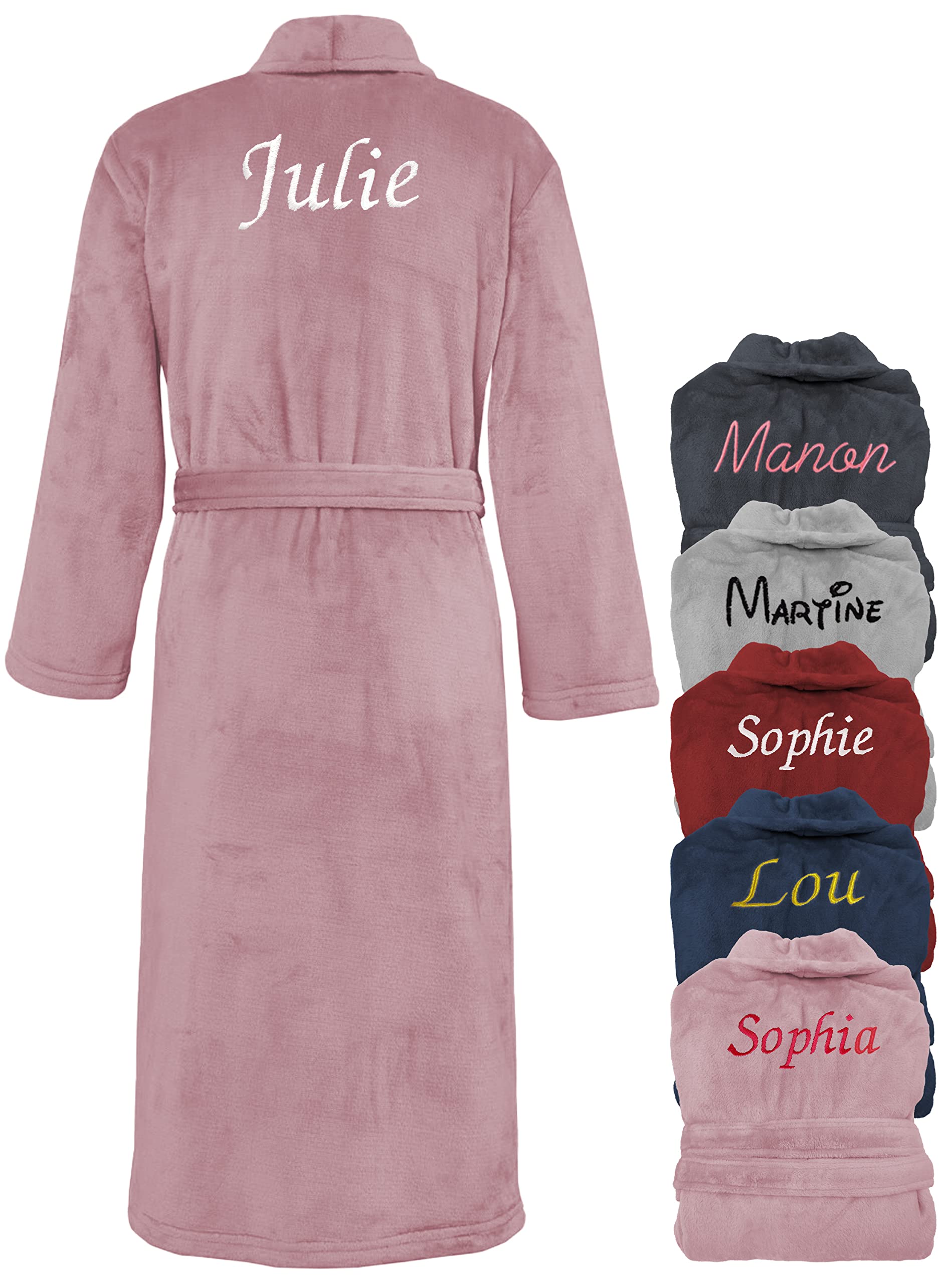 KDO MAGIC Robe de chambre femme personnalisée - Peignoir de chambre personnalisable - Brodé avec un prénom - Cadeau maman noël, saint valentin, anniversaire, fête des mères