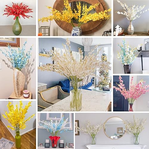 Miniatura 2 de BOMAROLAN Orquídea artificial de seda bailarina, orquídeas de mariposa falsas, 10 unidades de tacto real para bodas, hogar, oficina, fiesta, hotel,