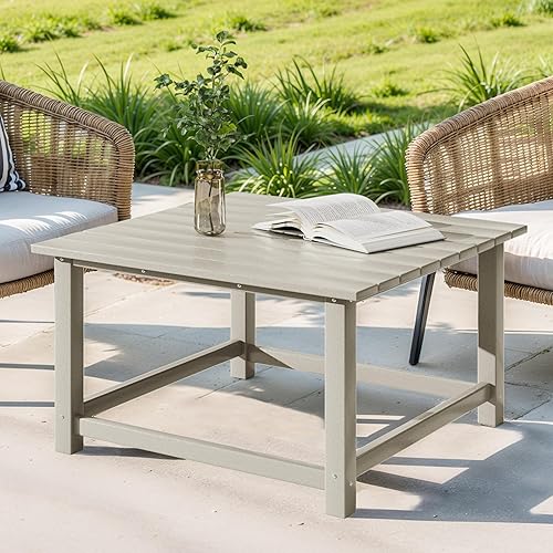 Miniatura 66 de Costaelm Mesas Laterales Cuadradas para Exteriores, Mesas de Patio Adirondack para Exteriores, Mesa Lateral de Patio de HDPE Resistente a