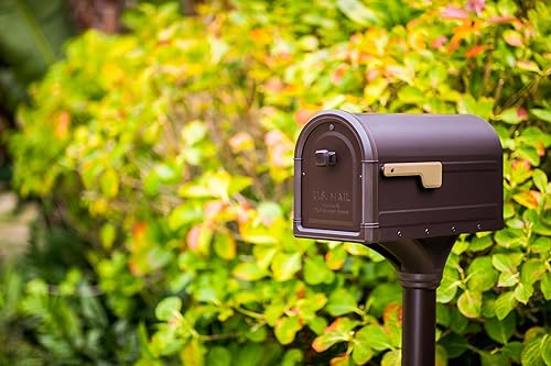 Vista 20 de Architectural Mailboxes Roxbury - Combo de buzón y poste de acero prémium con placa de dirección de Manhattan, mediano, negro