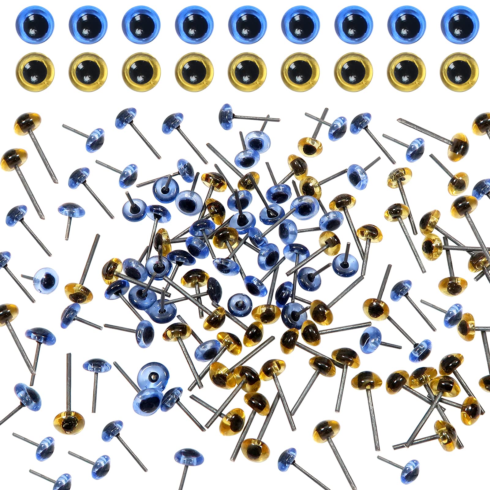 TOAOB 100pcs Glass Eyes Blue and Brown Needle Felting Eyes 6mm Doll Eyeballs Craft Eye for Crochet Doll Making Needle Felting Crafts