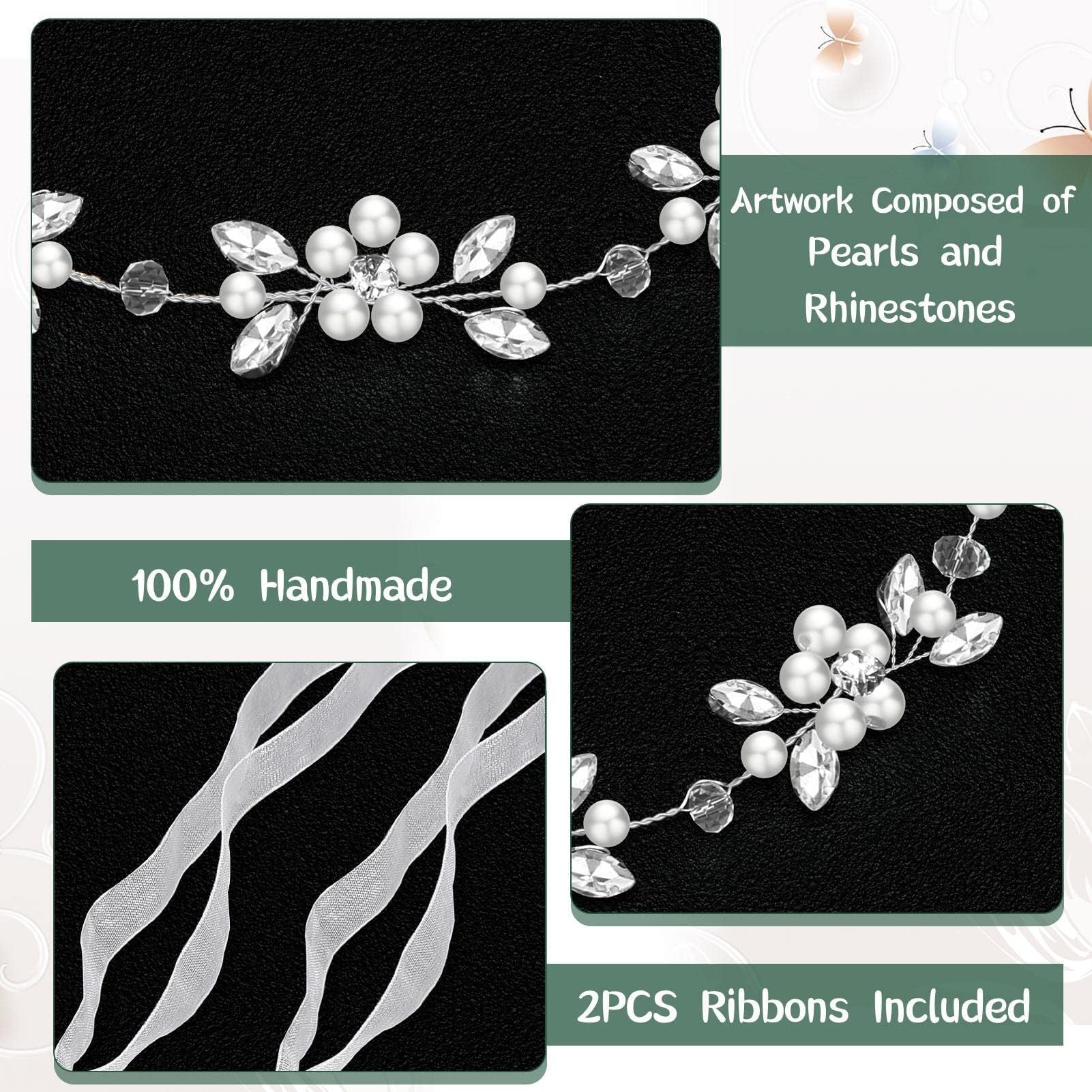 Coroncina Comunione Bambina, Fasce Capelli per Bambina in Fiore e Damigella, Coroncinas Fiori per Capelli con Perle, Accessori per Capelli per Comunione e Battesimo, Matrimoni, Compleanni e Feste