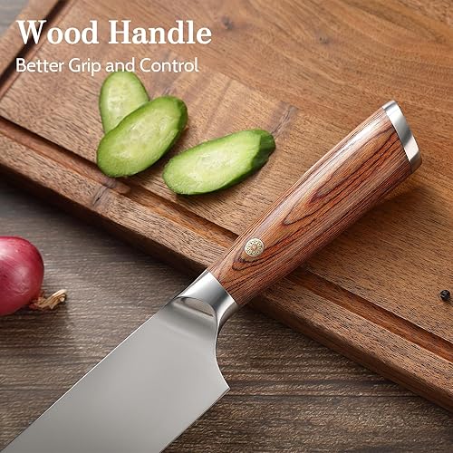 Miniatura 5 de Juego de cuchillos de cocina, 3 piezas japoneses de acero inoxidable de alto carbono, cuchillos de cocina de chef profesional ultra afilados Santoku