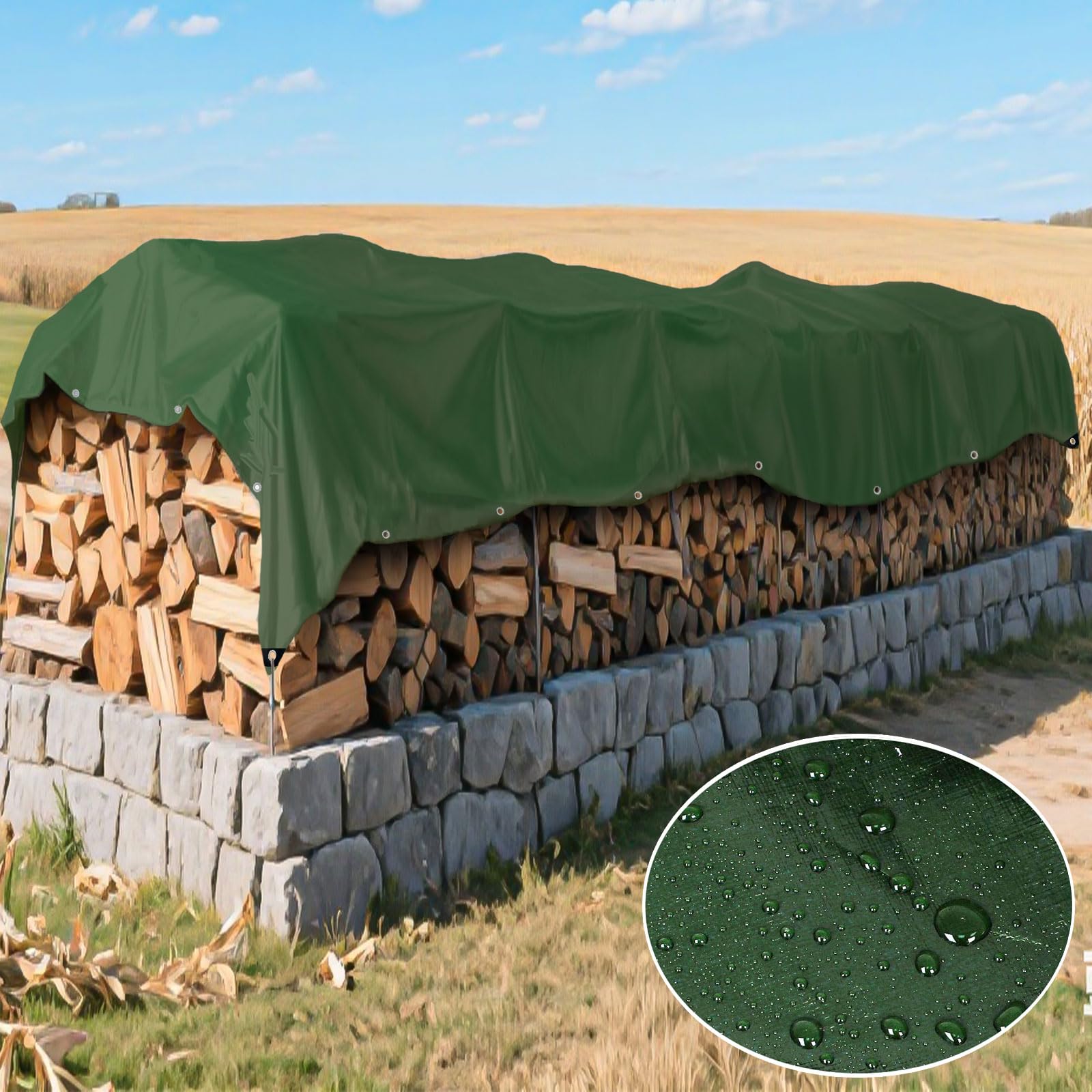 Telo di copertura impermeabile, 150 g/m², robusto e multiuso, impermeabile, antistrappo, impermeabile, per mobili da giardino, trampolino auto, antistrappo, rivestito su entrambi i lati
