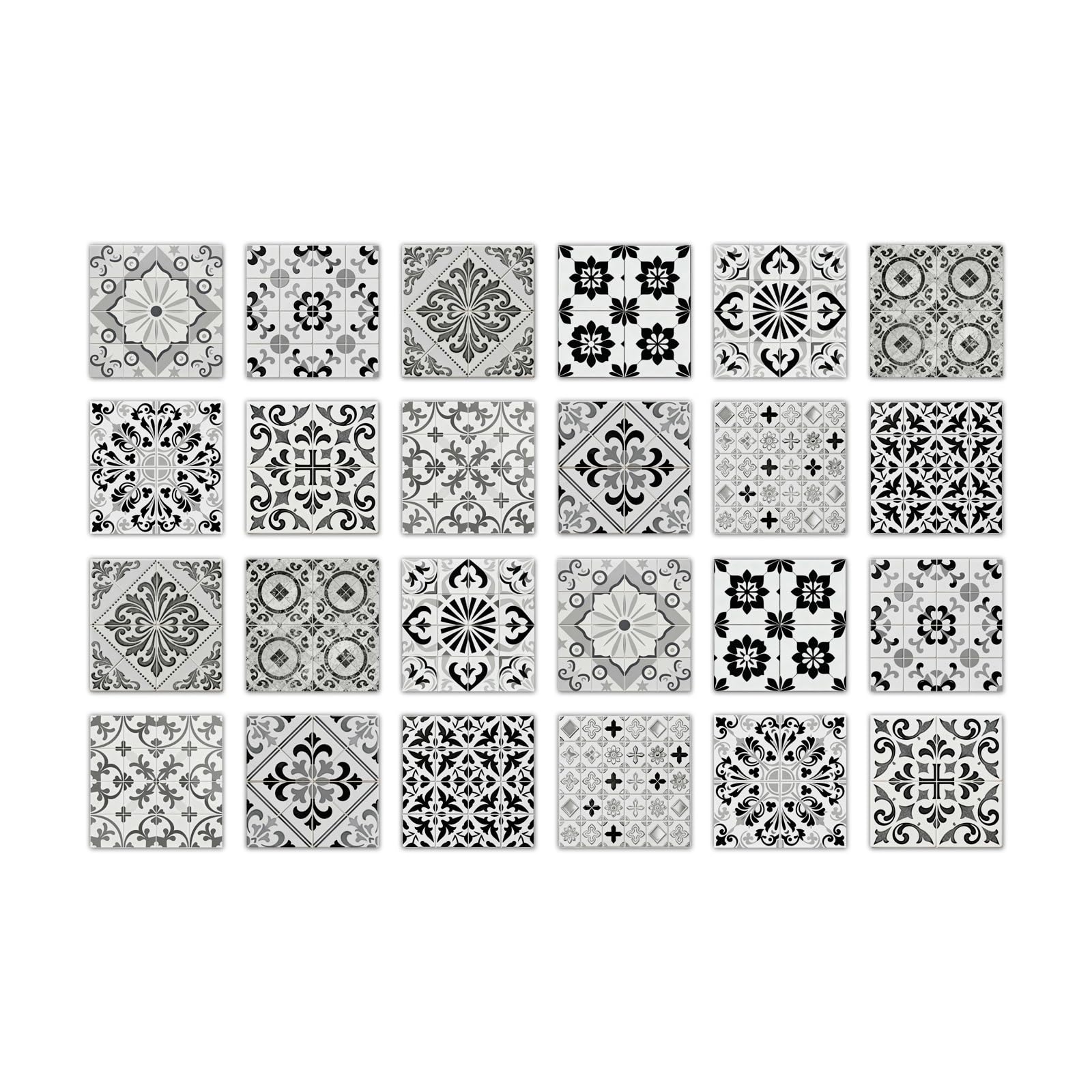 24PCS Tile Stickers, Kitchen Bathroom Wall Decoration
