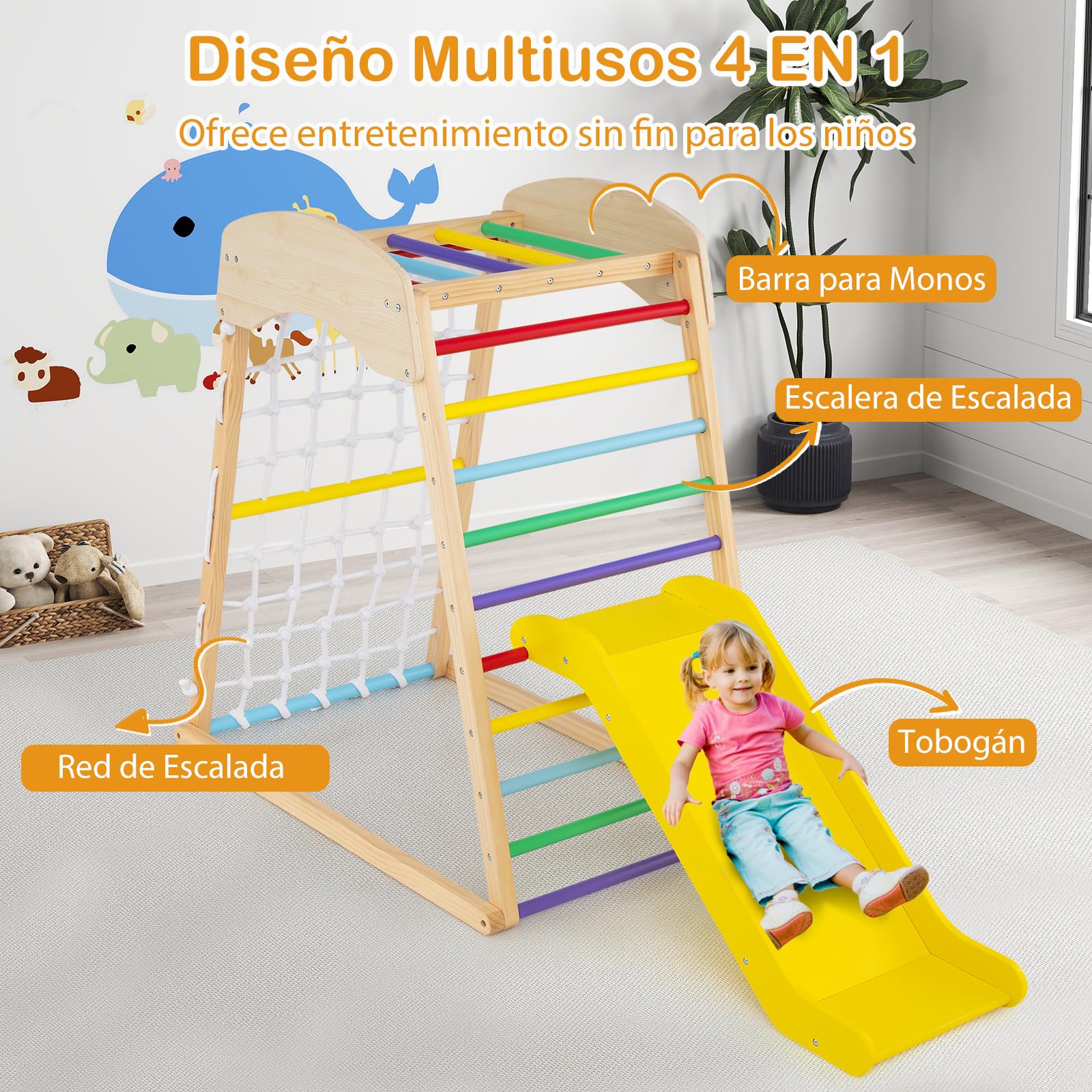 Escalador Triangular Doble Cara Para Niños 3-8 Años Con Rocas Escalar Montessori Natural Escalador Triangular Doble Cara Para Niños 3-8 Años Con Rocas Escalar Montessori Natural