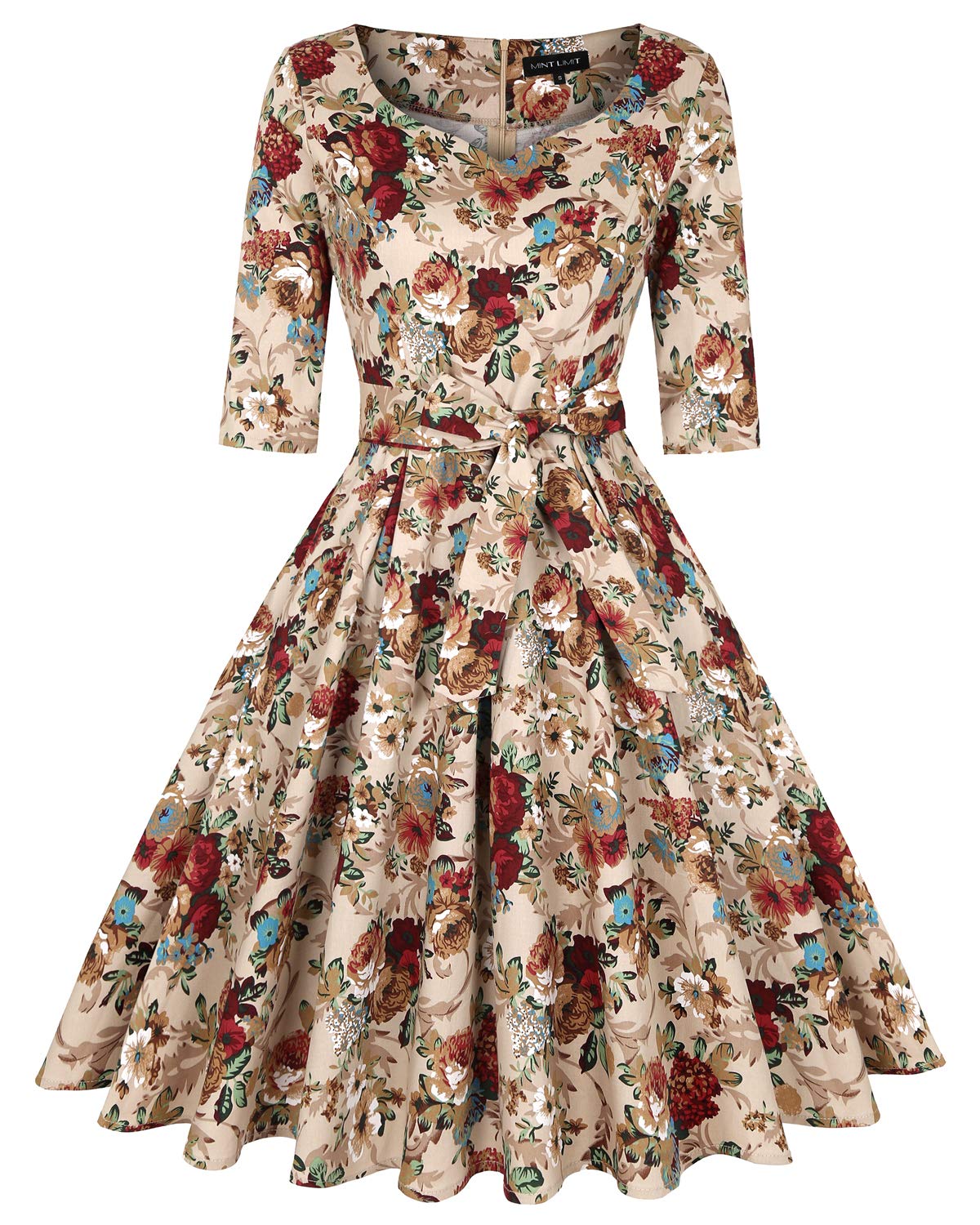 Mintlimit Women's 3/4 Sleeve_c 1950S Sweetheart Vintage Dresses Audrey Hepburn Style Party Dresses,,Large