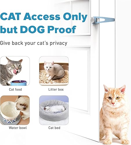 Miniatura 27 de Pestillo de puerta para gatos con estabilizador, 7 tamaños ajustables para puerta de gato, mantiene al perro fuera de la caja de arena, blanco, 2