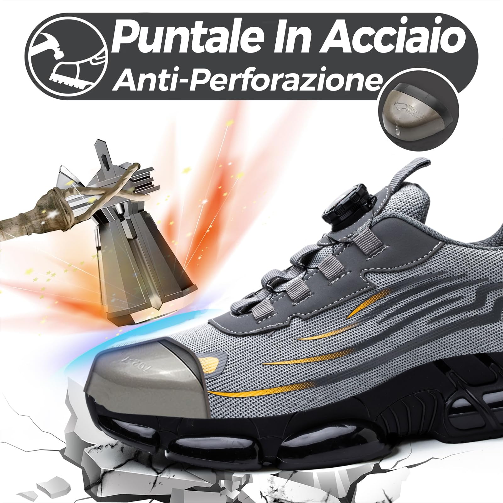Scarpe Antinfortunistiche Uomo Donna Scarpe da Lavoro Traspiranti Comode Leggere con Punta in Acciaio 36-46 EU