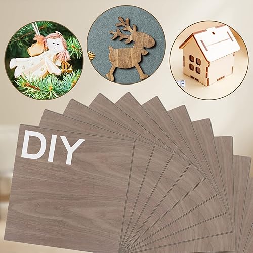 Miniatura 4 de 6 piezas de madera de nogal sin terminar, 12 x 12 x 18 pulgadas - 0.118 in de grosor madera contrachapada de nogal sin terminar para corte y grabado