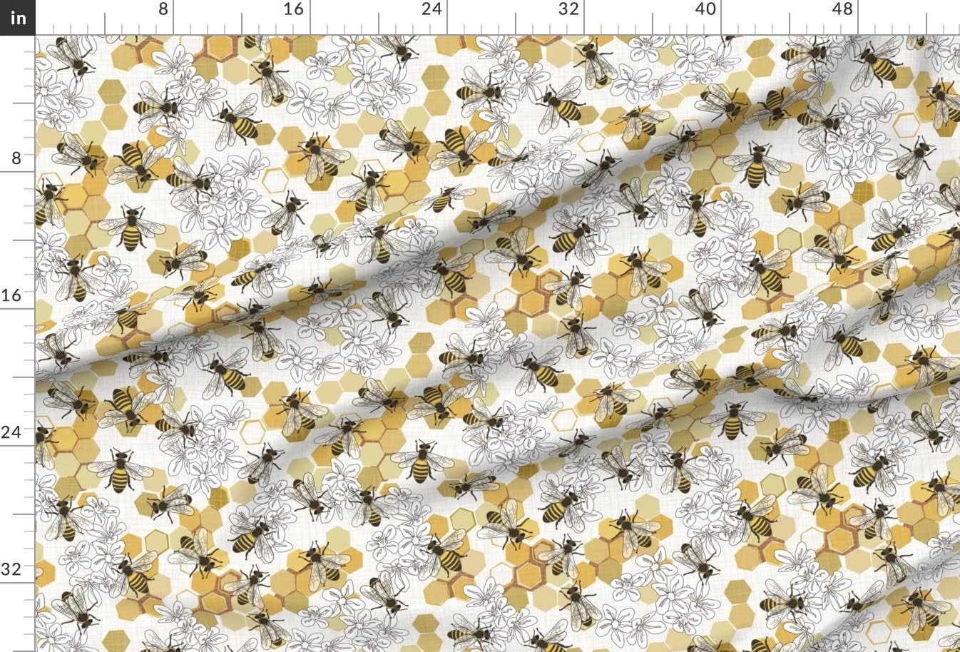 Spoonflower Fabric - Endangered Species Honey Bee Flowers Honeycomb Hexagon Floral Apiary Printed on Minky Fabric by The Yard - Sewing Baby Blankets Quilt Backing Plush