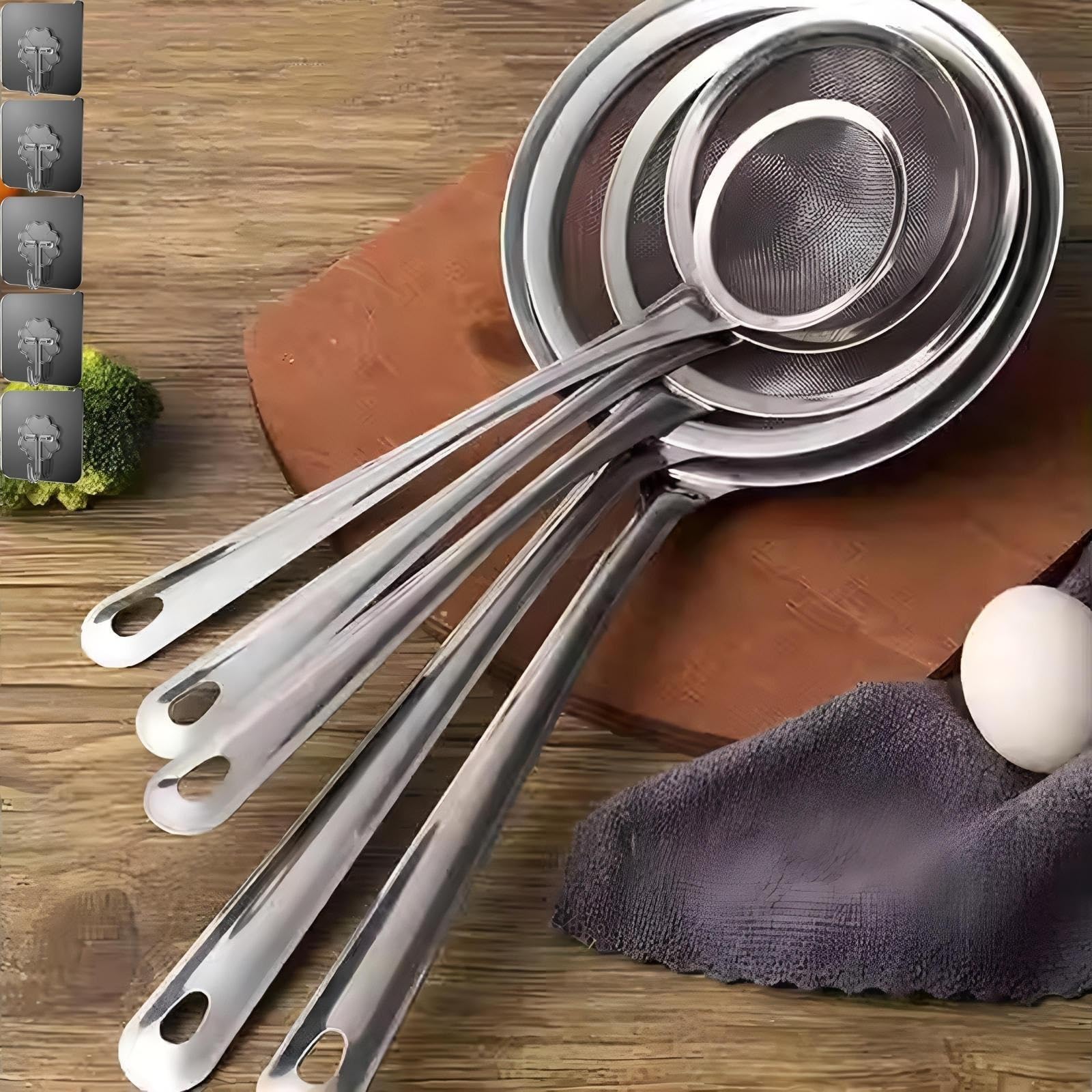 Set di 5 colini da cucina, setaccio fine 8/10,5/13,5/16/18 cm, in acciaio inossidabile 304, setaccio domestico per filtrare o drenare