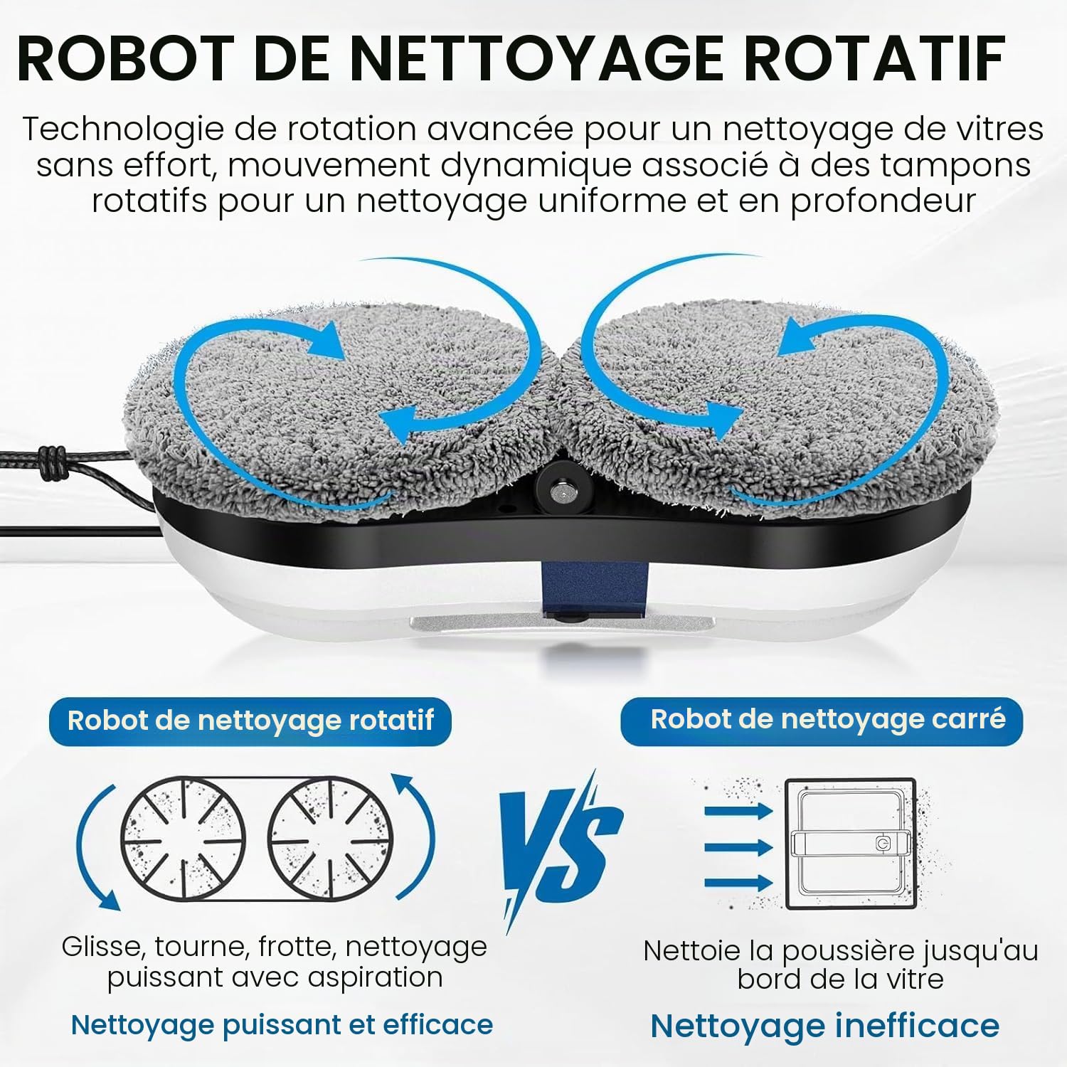 Osmo RoboClean Robot de nettoyage de fenêtres automatique électrique avec forte aspiration, navigation intelligente et détection des bords, pour verre, miroir, carrelage, intérieur et extérieur (2)