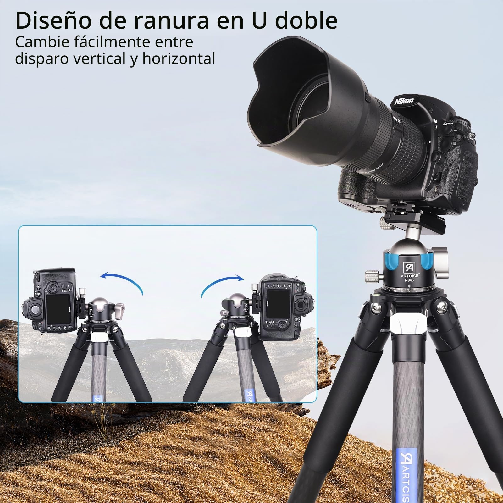 Cabezal de Bola ARTCISE Cabezal de Trípode de Perfil Bajo Todo de Metal para Cámara Carga de 20 kg con Placa de Liberación Rápida Arca Swiss para Trípode, Monopié, DSLR, Cámara